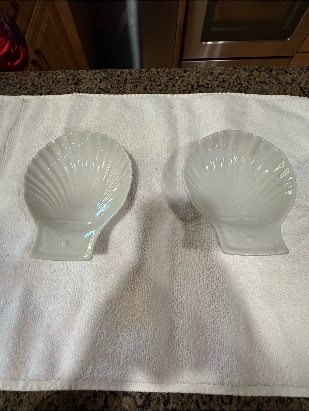 White Ceramic Shell Dishes - Set of 2